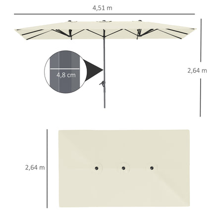 Doppelsonnenschirm, windfest UV50+ 451x264cm, Cremeweiß
