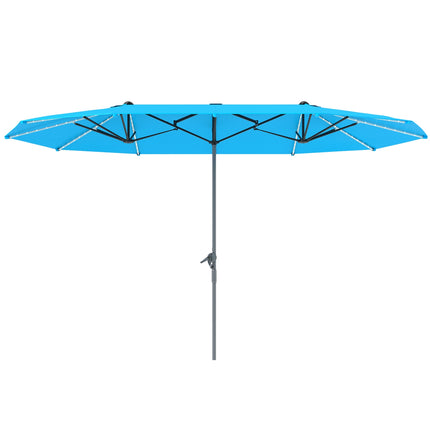 Doppelter Sonnenschirm mit Solar-LEDs, UV 50+ Aluminium - blau