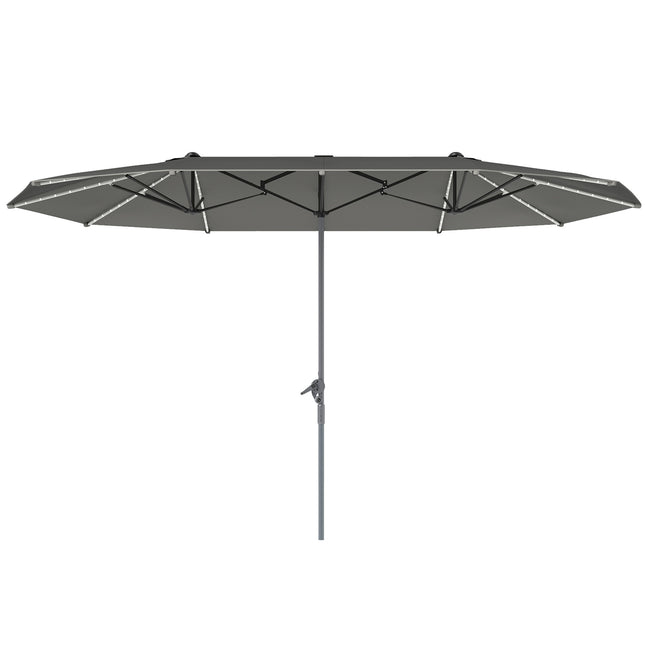 Doppel-Sonnenschirm mit LED, UV50+-Schutz, dunkelgrau