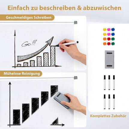 Doppelseitiges, verstellbares Whiteboard mit Ständer und Rollen