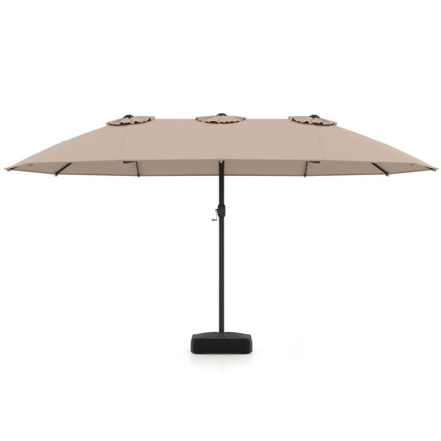 Doppelseitiger brauner Sonnenschirm mit Ständer, 180g Polyester