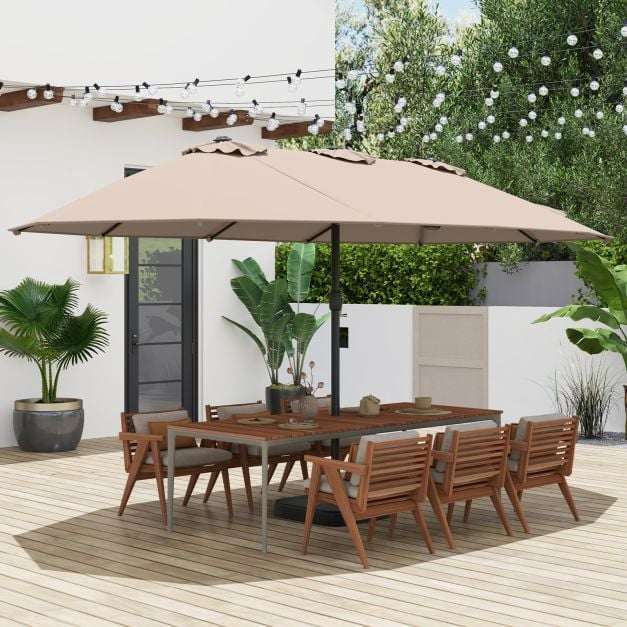 Doppelseitiger brauner Sonnenschirm mit Ständer, 180g Polyester