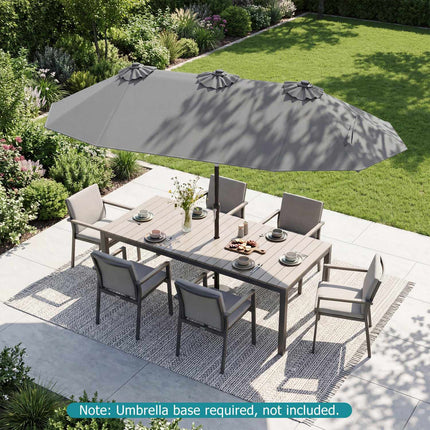 Doppelseitiger Sonnenschirm 305 x 162 cm, mit Kippfunktion und Kurbel, Grau