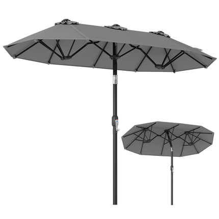 Doppelseitiger Sonnenschirm 305 x 162 cm, mit Kippfunktion und Kurbel, Grau