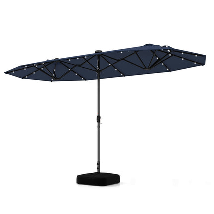 Doppelseitiger Sonnenschirm 400x200cm, Solar-LEDs, Standfuß