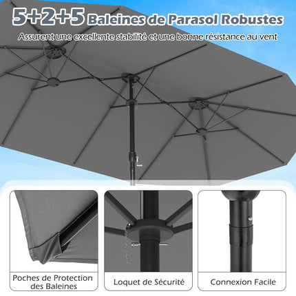 Doppelseitiger Sonnenschirm 470x285 cm, Ständer, UV-Schutz 50+
