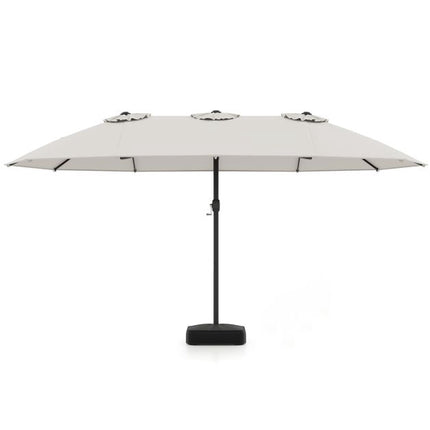 Double-Sided Patio Umbrella with Base, Beige, 464 cm