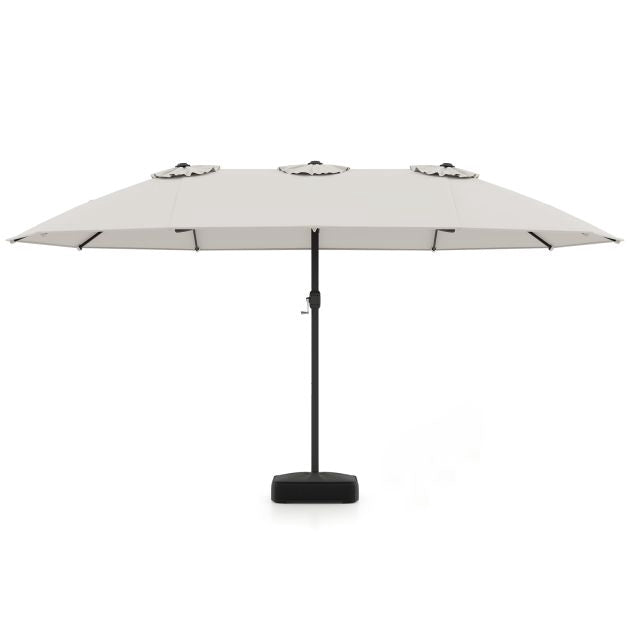 Doppelseitiger Sonnenschirm mit Ständer, Beige, 464 cm