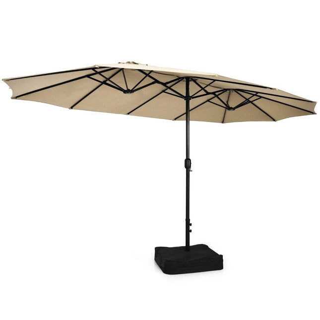 Doppelseitiger Terrassenschirm mit Ständer, Kurbel, UV-Schutz 50+