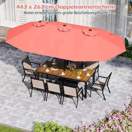 Doppelseitiger Sonnenschirm mit Ständer, UV-Schutz 50+, Orange