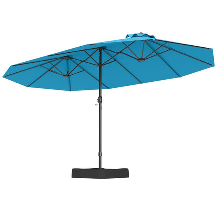 Double-Sided Patio Umbrella with Stand, UPF 50+, Turquoise