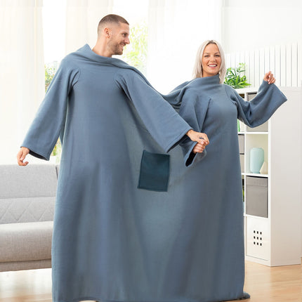 Double Sleeved Blanket with Central Pocket Doublanket InnovaGoods - Blue