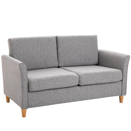 Comfortable double sofa in linen with removable cushions, light grey