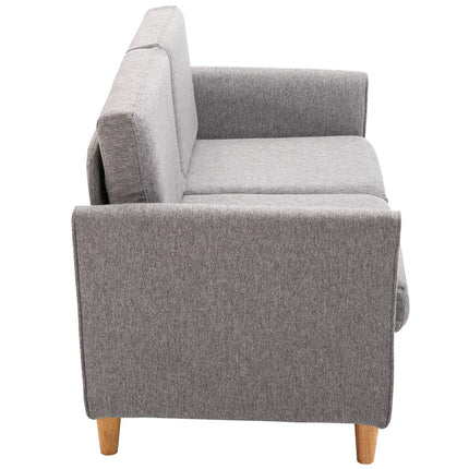 Comfortable double sofa in linen with removable cushions, light grey