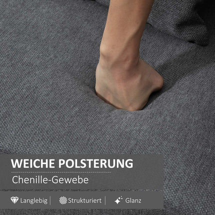 2-Sitzer Sofa, Samt glatter Polyester, verstellbare Fußstütze