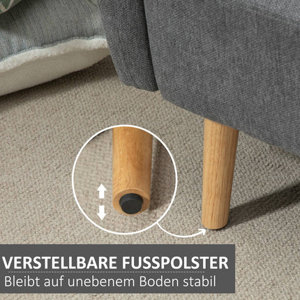 2-Sitzer Sofa, Samt glatter Polyester, verstellbare Fußstütze
