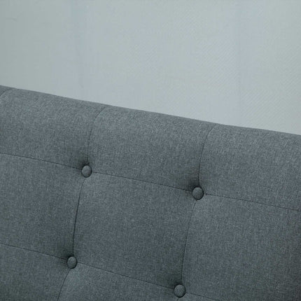 Kompaktes graues Leinen-Loveseat – 2-Sitzer, Gestell aus Kautschukholz
