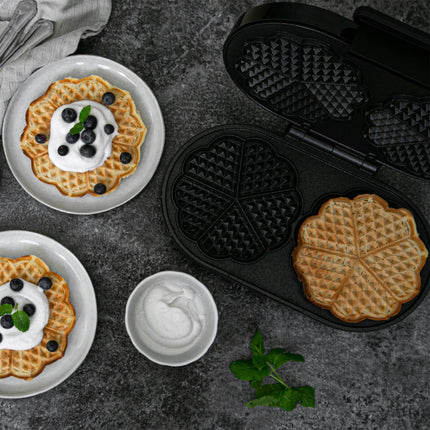Doppel-Waffeleisen, 1600 W, Herzform, PFAS-frei