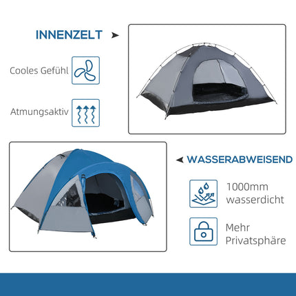 Wasserdichtes Kuppelzelt für 4 Personen - 4 Jahreszeiten, Moskitonetz