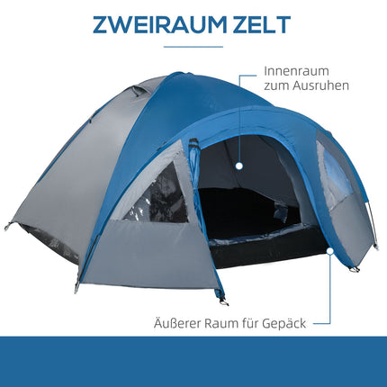 Wasserdichtes Kuppelzelt für 4 Personen - 4 Jahreszeiten, Moskitonetz