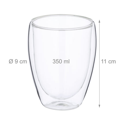 Double-Walled Coffee Glasses, Heat-Resistant, Set of 2