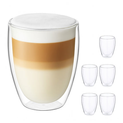 Double-Walled Coffee Glasses, Heat-Resistant, Set of 2