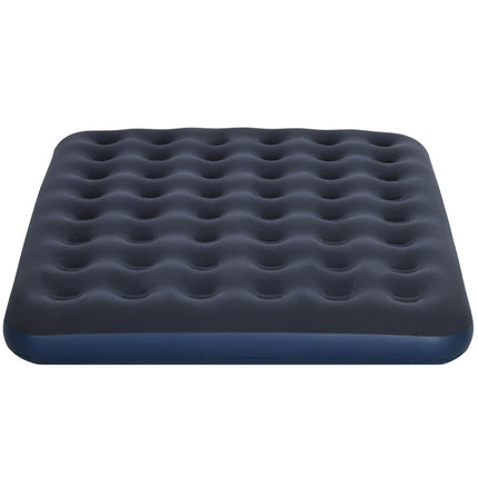 Double air bed for camping, foldable, dark blue, 203x152x22 cm