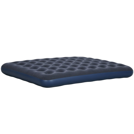 Double air bed for camping, foldable, dark blue, 203x152x22 cm
