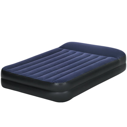 Double air mattress with electric pump, dark blue