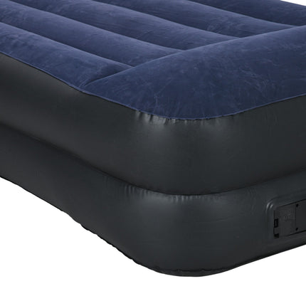 Double air mattress with electric pump, dark blue