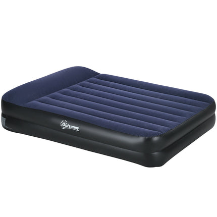 Double air mattress with electric pump, dark blue