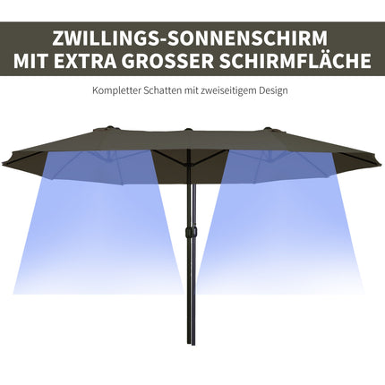 Doppel-Sonnenschirm, grau, oval, Handkurbel