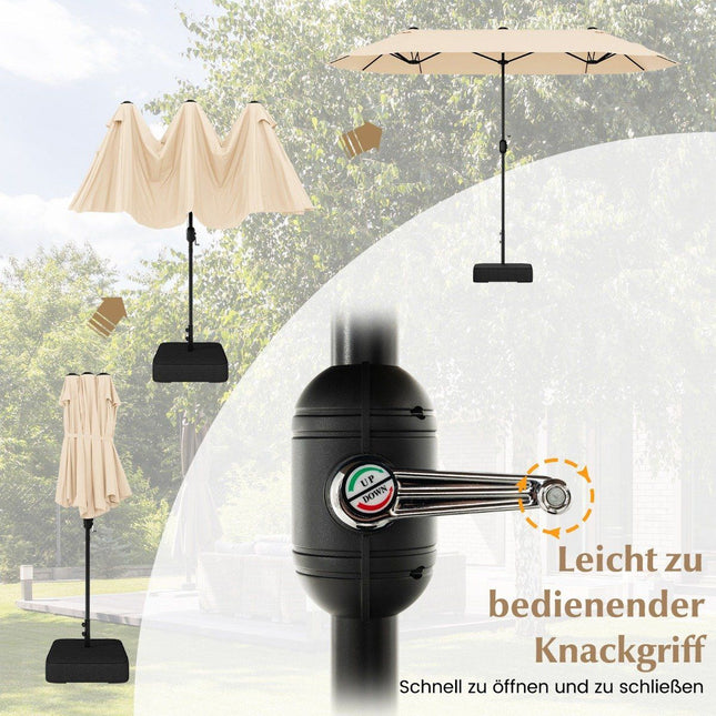 Doppelsonnenschirm mit Ständer 400 x 200 cm Sonnenschirm groß XXL beige