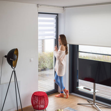 Double roller blind Klemmfix without drilling in white