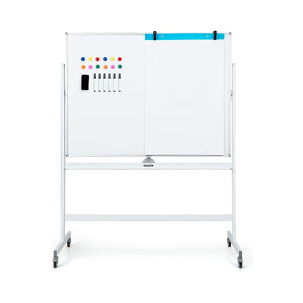 Doppelseitiges mobiles Whiteboard mit Gittermuster &amp; Ständer &amp; Stiftablage 120x90cm weiß