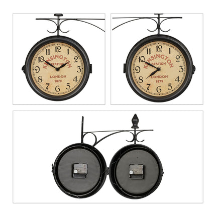 Horloge de gare double face noire
