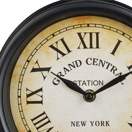 Double-sided station clock in black
