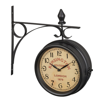 Horloge de gare double face noire