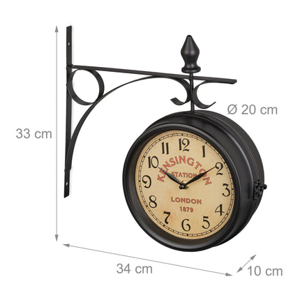Horloge de gare double face noire
