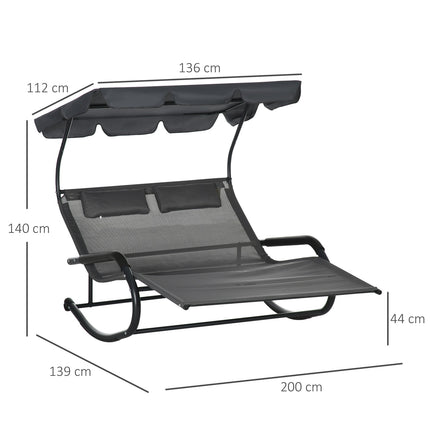 Doppel-Gartenschaukel, Polster und Dach, 220 kg, Dunkelgrau