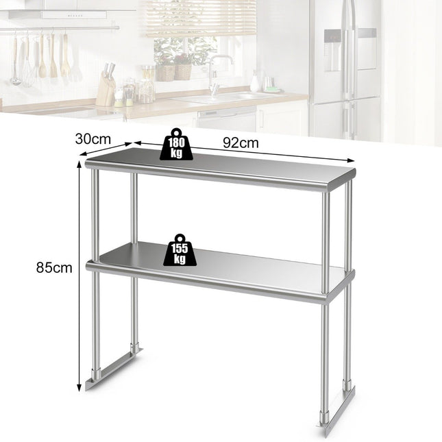 Dubbellaags overplank met verstelbare onderste plank, multifunctionele plank, zilver
