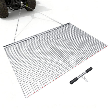 Drag Harrow Mat 5x3 Ft, Galvanized Steel, Towing Chain