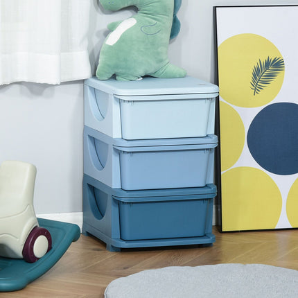 Kinderschrank mit Schubladen, blau, 3-6 Jahre, 37x37x56,5 cm