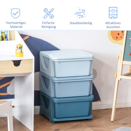 Kinderschrank mit Schubladen, blau, 3-6 Jahre, 37x37x56,5 cm