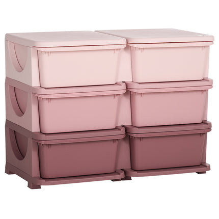 Meuble à tiroirs pour enfants, boîtes de rangement avec 6 niveaux, organiseur de jouets pour enfants de 3 à 6 ans