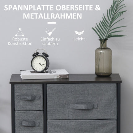 Gray chest of drawers with 7 fabric drawers - metal frame