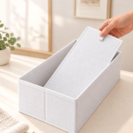 Drawer Organiser 8-Piece Set with Divider Boxes, White, Non-Woven Fabric