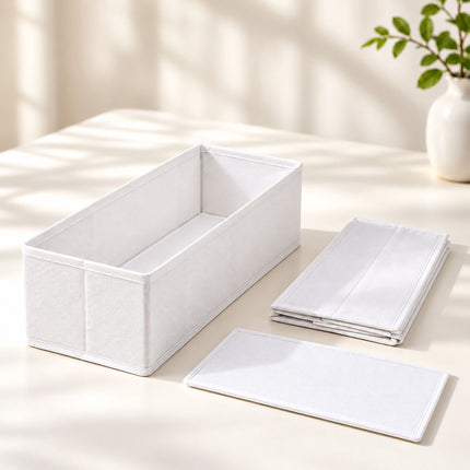 Drawer Organiser 8-Piece Set with Divider Boxes, White, Non-Woven Fabric