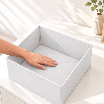 Drawer Organiser Boxes 16-Piece Set in 3 Sizes, Light Grey, Non-Woven Fabric