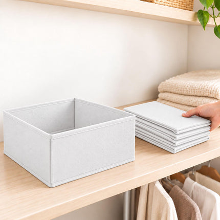 Drawer Organiser Boxes 16-Piece Set in 3 Sizes, Light Grey, Non-Woven Fabric